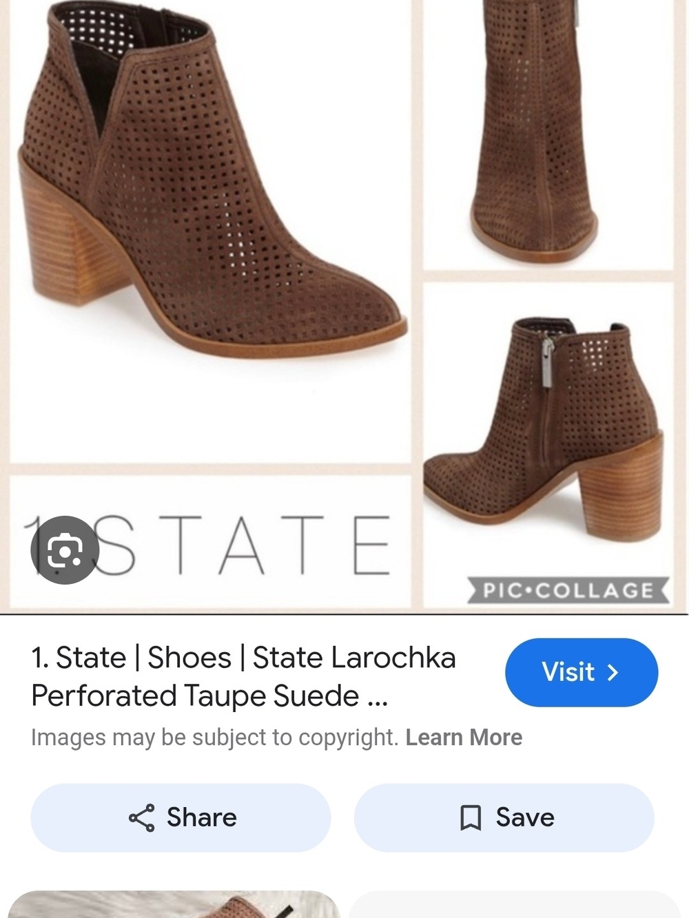 1. State Larochka Perforated Taupe Suede Ankle Boots Size 8